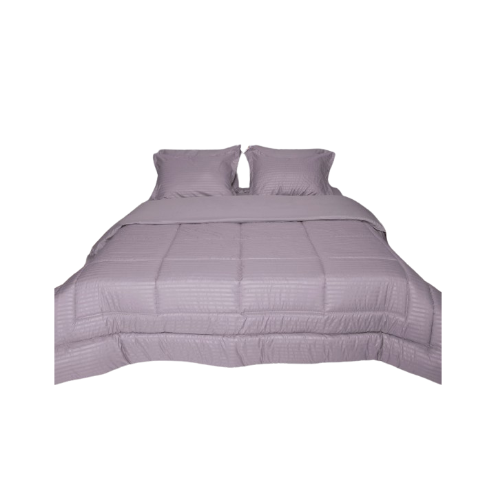 Plumón microfibra tela embozada king gris