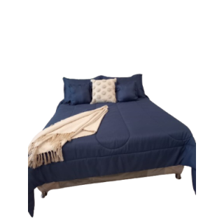 Plumón microfibra tela embozada king azul