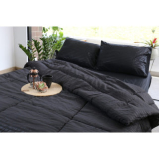 Plumón microfibra en tela embozada doble negro River Home * Und