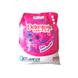 DETERGENTE EN POLVO AROMA FLORAL CON SUAVIZANTE DLALIANZA*3000G PACA*6