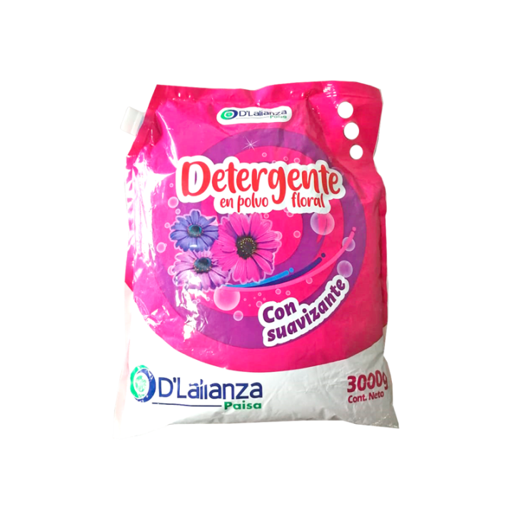 DETERGENTE EN POLVO AROMA FLORAL CON SUAVIZANTE DLALIANZA*3000G PACA*6